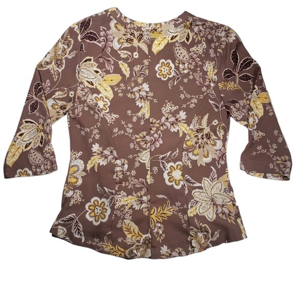 7th Avenue Design Studio NY & Co Floral 3/4 Sleeve Button Up Blouse Size Small - Picture 4 of 12